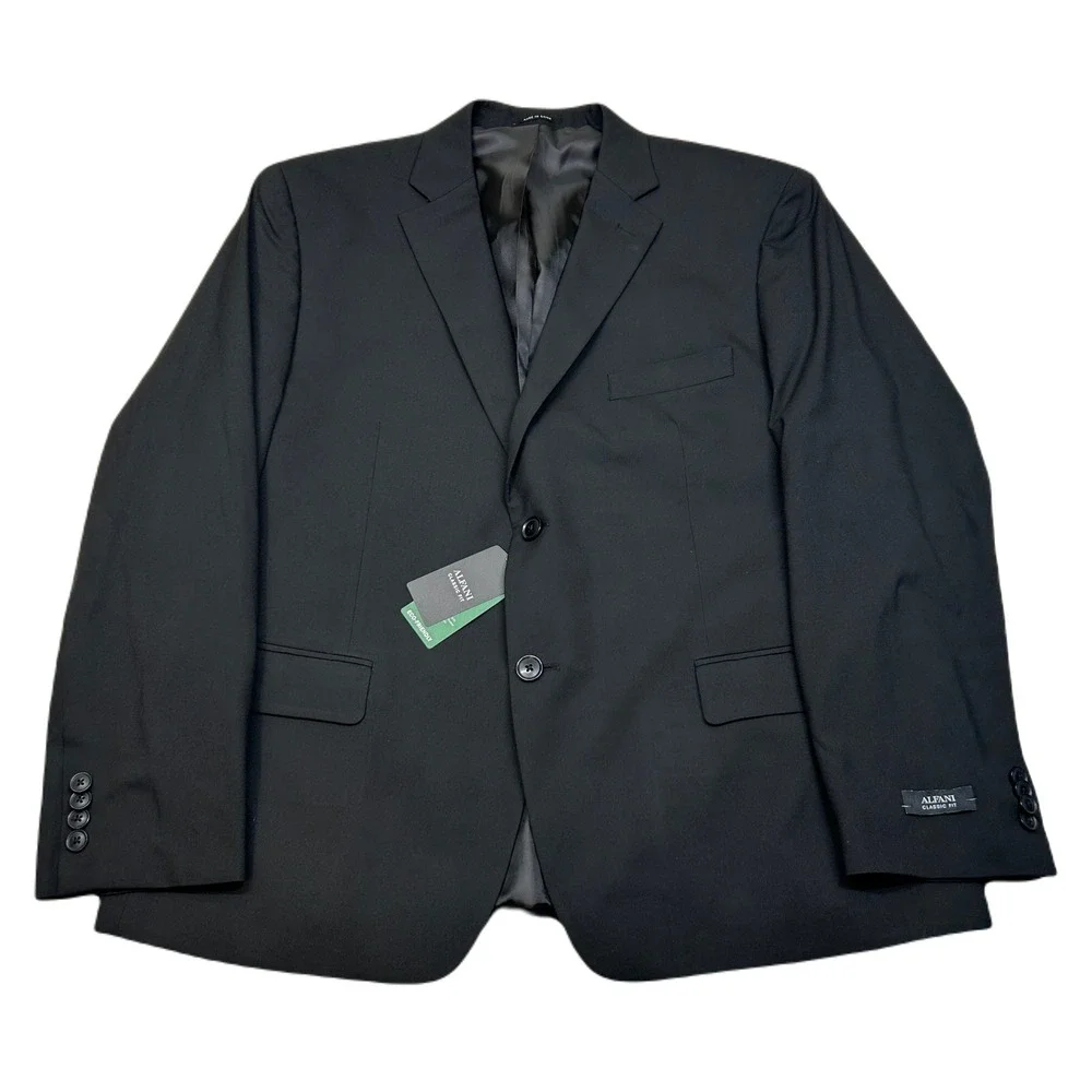 Alfani‎ Suit Jacket Mens 44S 44 Black Blazer Classic Fit Eco-Friendly $360